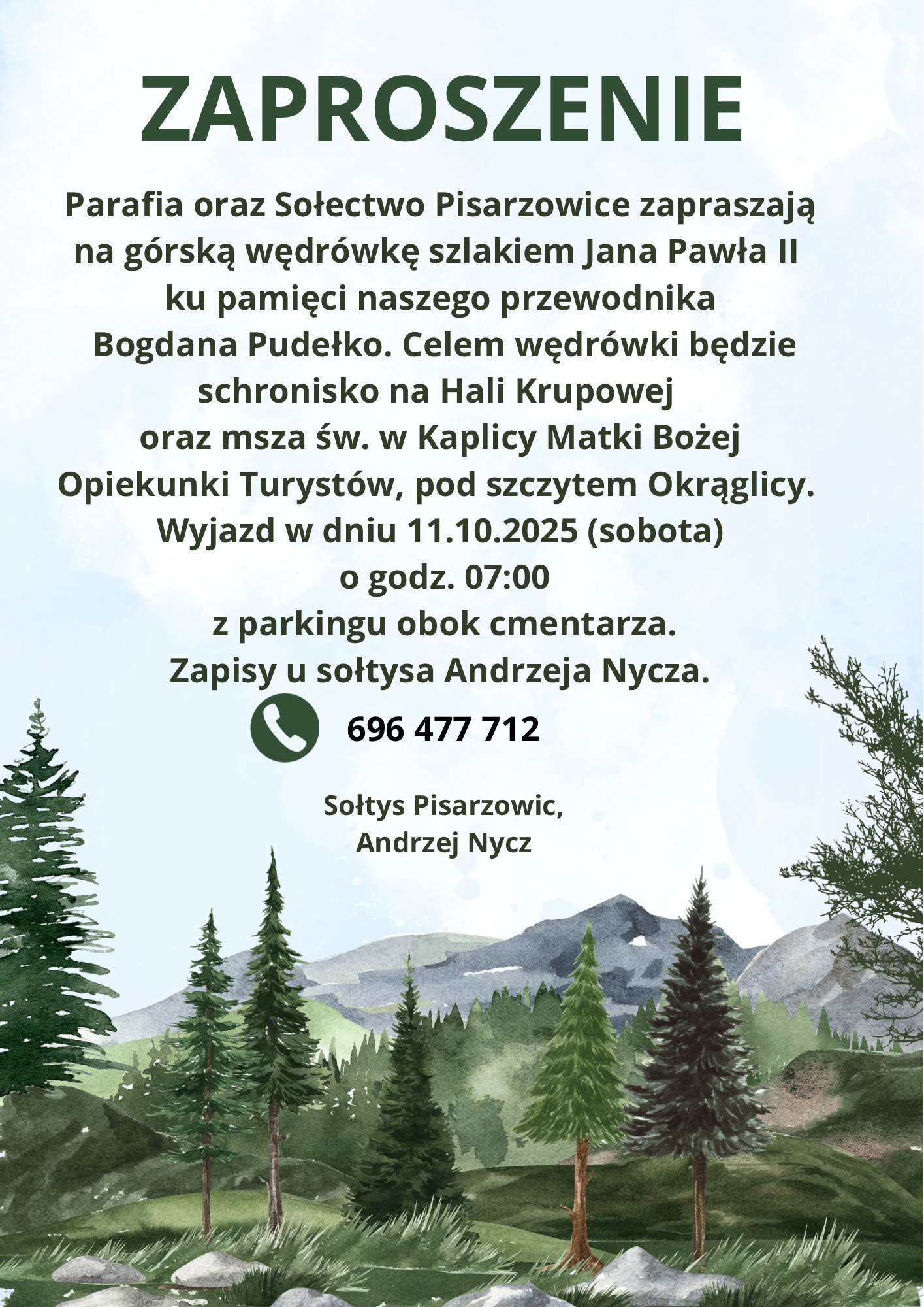 Zaproszenie górska wędrówka